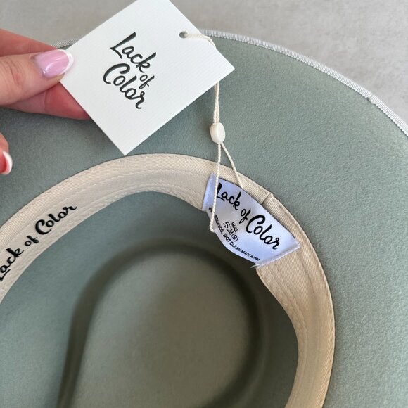 NWT Lack Of Color The Rancher Wool Felt Fedora Hat In Sage Wide Brim main image 7